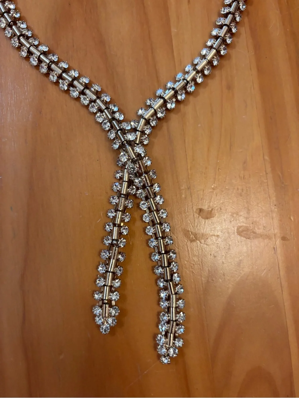 Anthropologie Silver Crystal Drop Y-Necklace
